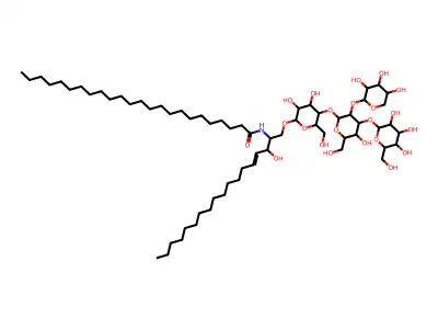 N-[1-[3,4-dihydroxy-5-[5-hydroxy-6-(hydroxymethyl)-4-[3,4,5-trihydroxy-6-(hydroxymethyl)oxan-2-yl]oxy-3-(3,4,5-trihydroxyoxan-2-yl)oxyoxan-2-yl]oxy-6-(hydroxymethyl)oxan-2-yl]oxy-3-hydroxyoctadec-4-en-2-yl]tetracosanamide structure