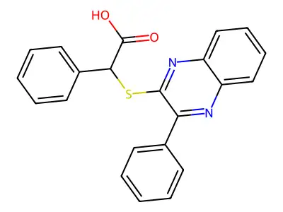 Phenyl[(3-phenylquinoxalin-2-yl)sulfanyl]acetic acid structure