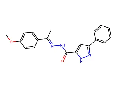 N'-[(1E)-1-(4-methoxyphenyl)ethylidene]-3-phenyl-1H-pyrazole-5-carbohydrazide structure