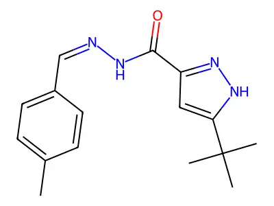 (Z)-3-(tert-butyl)-N'-(4-methylbenzylidene)-1H-pyrazole-5-carbohydrazide structure