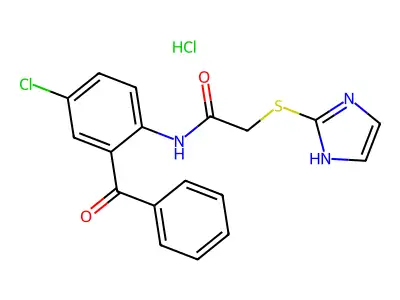 2-(2-Imidazolylthio)-2'-benzoyl-4'-chloroacetanilide hydrochloride structure