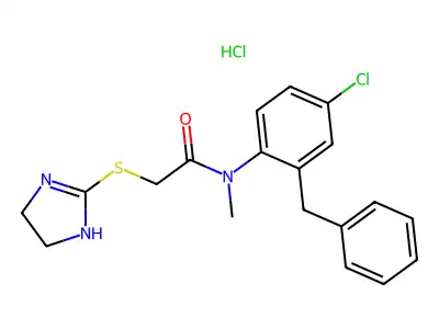 Acetamide, N-(4-chloro-2-(phenylmethyl)phenyl)-2-((4,5-dihydro-1H-imidazol-2-yl)thio)-N-methyl-, monohydrochloride structure