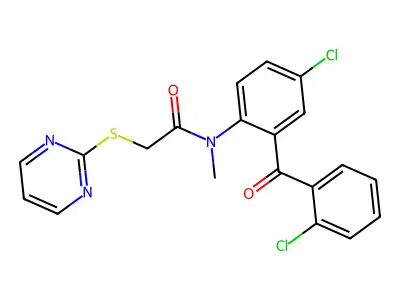 Acetamide, N-(4-chloro-2-(2-chlorobenzoyl)phenyl)-N-methyl-2-(2-pyrimidinylthio)- structure