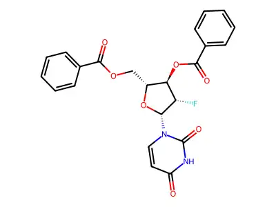 [3-Benzoyloxy-5-(2,4-dioxopyrimidin-1-yl)-4-fluorooxolan-2-yl]methyl benzoate structure