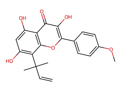3,5,7-Trihydroxy-4'-methoxy-8-(1,1-dimethylprop-2-en-1-yl)flavone structure
