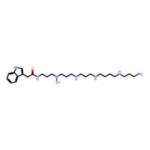 N-(20-Amino-4-hydroxy-4,8,12,17-tetraazaeicos-1-yl)-1H-indole-3-acetamide structure