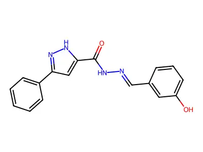 (E)-N'-(3-hydroxybenzylidene)-3-phenyl-1H-pyrazole-5-carbohydrazide structure