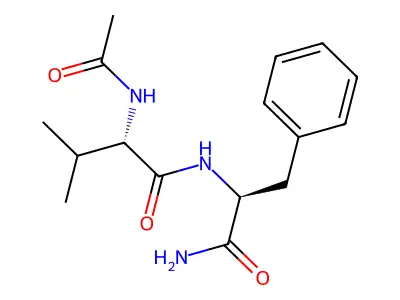 2-acetamido-N-(1-amino-1-oxo-3-phenylpropan-2-yl)-3-methylbutanamide structure