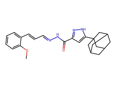 5-(1-adamantyl)-N-[(E)-[(E)-3-(2-methoxyphenyl)prop-2-enylidene]amino]-1H-pyrazole-3-carboxamide structure