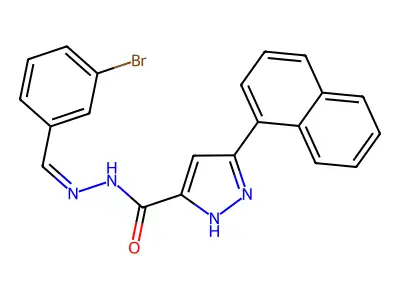 (Z)-N'-(3-bromobenzylidene)-3-(naphthalen-1-yl)-1H-pyrazole-5-carbohydrazide structure
