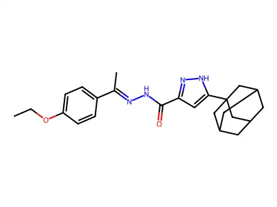 3-(adamantan-1-yl)-N'-[(1E)-1-(4-ethoxyphenyl)ethylidene]-1H-pyrazole-5-carbohydrazide structure