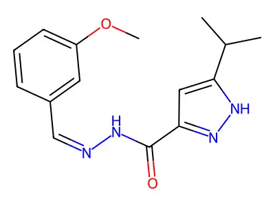 (Z)-3-isopropyl-N'-(3-methoxybenzylidene)-1H-pyrazole-5-carbohydrazide structure