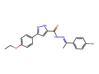 N'-[(1E)-1-(4-bromophenyl)ethylidene]-3-(4-ethoxyphenyl)-1H-pyrazole-5-carbohydrazide structure