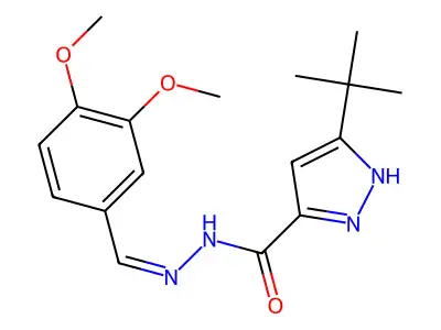(Z)-3-(tert-butyl)-N'-(3,4-dimethoxybenzylidene)-1H-pyrazole-5-carbohydrazide structure