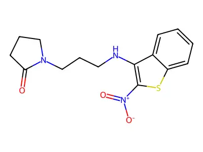 2-Pyrrolidinone, 1-(3-((2-nitrobenzo(b)thien-3-yl)amino)propyl)- structure