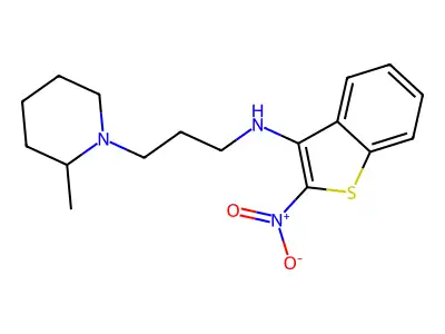 1-Piperidinepropanamine, 2-methyl-N-(2-nitrobenzo(b)thien-3-yl)- structure