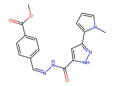 methyl 4-[(E)-(2-{[3-(1-methyl-1H-pyrrol-2-yl)-1H-pyrazol-5-yl]carbonyl}hydrazinylidene)methyl]benzoate structure