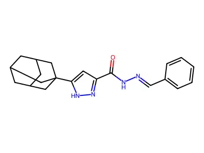 5-(1-adamantyl)-N-[(E)-benzylideneamino]-1H-pyrazole-3-carboxamide structure