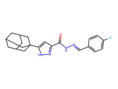 (E)-3-((1S,3s)-adamantan-1-yl)-N'-(4-fluorobenzylidene)-1H-pyrazole-5-carbohydrazide structure