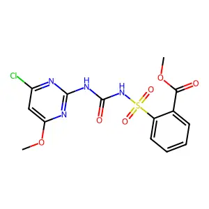 methyl 2-(N-(4-chloro-6-methoxypyrimidin-2-ylcarbamoyl)sulfamoyl)benzoate structure