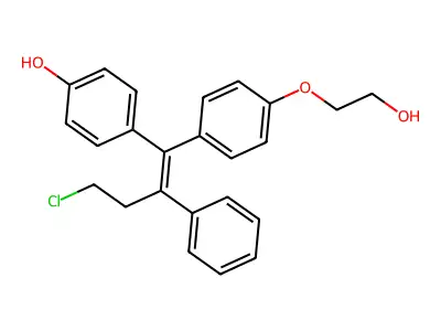 4-[(Z)-4-chloro-1-[4-(2-hydroxyethoxy)phenyl]-2-phenylbut-1-enyl]phenol structure