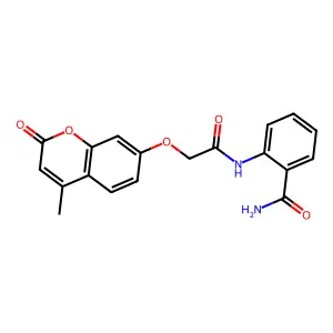 2-[[2-(4-Methyl-2-oxochromen-7-yl)oxyacetyl]amino]benzamide structure