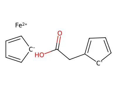 Cyclopenta-1,3-diene;2-cyclopenta-1,3-dien-1-ylacetic acid;iron(2+) structure
