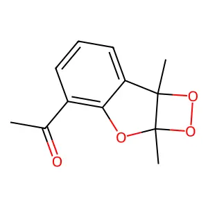 4-Acetyl-2a,7b-dihydro-2a,7b-dimethyl-1,2-dioxeto(3,4-b)benzofuran structure