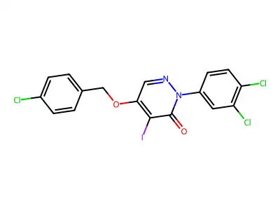 3(2H)-Pyridazinone, 5-((4-chlorophenyl)methoxy)-2-(3,4-dichlorophenyl)-4-iodo- structure