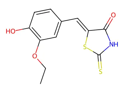 (5Z)-5-(3-ethoxy-4-hydroxybenzylidene)-2-sulfanyl-1,3-thiazol-4(5H)-one structure