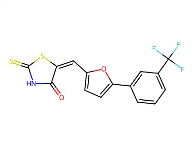2-Thioxo-5-((5-(3-(trifluoromethyl)PH)-2-furyl)methylene)-1,3-thiazolidin-4-one structure