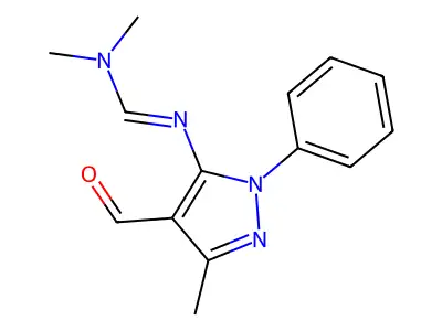 N'-(4-formyl-5-methyl-2-phenylpyrazol-3-yl)-N,N-dimethylmethanimidamide structure