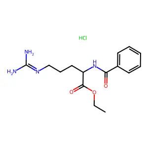 Ethyl N~2~-benzoyl-N~5~-(diaminomethylidene)ornithinate--hydrogen chloride (1/1) structure