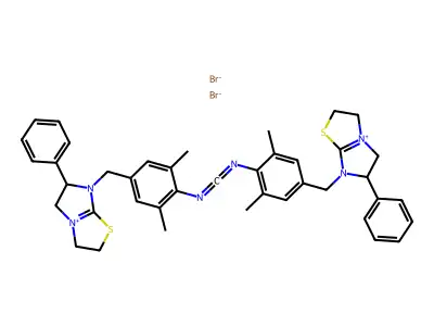 3H,5H-Imidazo(1,2-c)thiazolium, 1,1'-(methanetetraylbis(nitrilo(3,5-dimethyl-4,1-phenylene)methylene))bis(2,7-dihydro-2-phenyl-, dibromide structure