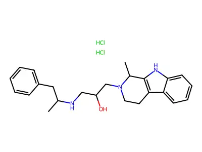 2H-Pyrido(3,4-b)indole-2-ethanol, 1,3,4,9-tetrahydro-1-methyl-alpha-(((1-methyl-2-phenylethyl)amino)methyl)-, dihydrochloride structure