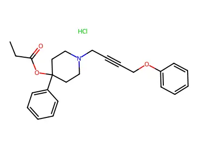 4-Piperidinol, 1-(4-phenoxy-2-butynyl)-4-phenyl-, propanoate (ester), hydrochloride structure