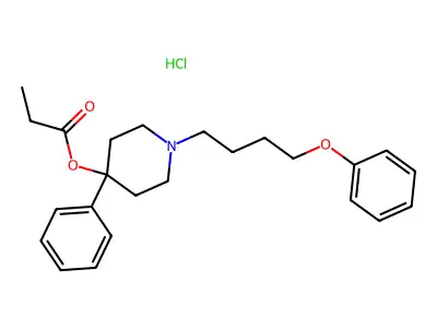 4-Piperidinol, 1-(4-phenoxybutyl)-4-phenyl-, propanoate (ester), hydrochloride structure