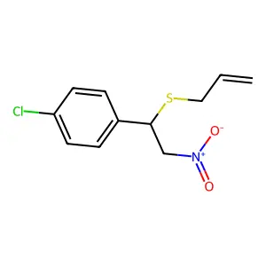 Benzene, 1-chloro-4-[2-nitro-1-(2-propenylthio)ethyl]- structure