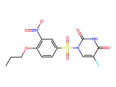 2,4(1H,3H)-Pyrimidinedione, 5-fluoro-1-((3-nitro-4-propoxyphenyl)sulfonyl)- structure