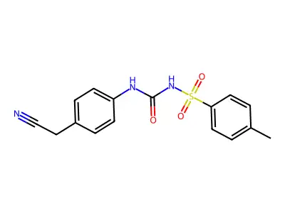 ({[4-(Cyanomethyl)anilino]carbonyl}amino)(4-methylphenyl)dioxo-lambda~6~-sulfane structure