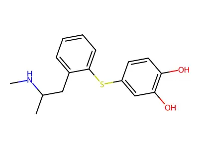 1,2-Benzenediol, 4-((2-(2-(methylamino)propyl)phenyl)thio)- structure