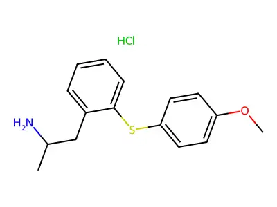Benzeneethanamine, 2-((4-methoxyphenyl)thio)-alpha-methyl-, hydrochloride structure