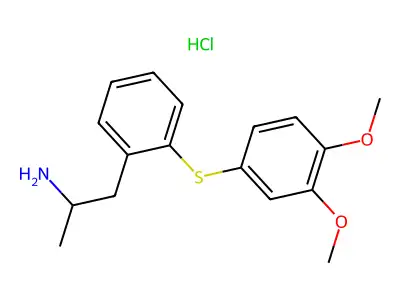 Benzeneethanamine, 2-((3,4-dimethoxyphenyl)thio)-alpha-methyl-, hydrochloride structure
