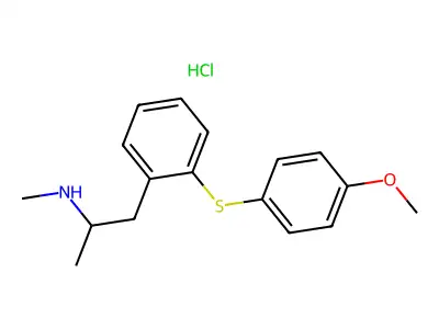 Benzeneethanamine, 2-((4-methoxyphenyl)thio)-N,alpha-dimethyl-, hydrochloride structure