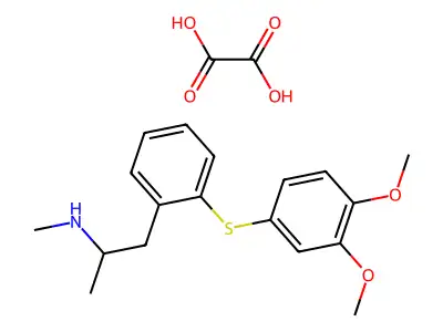 N-Methyl-1-(2-(3,4-dimethoxyphenylthio)phenyl)-2-propylamine oxalate structure