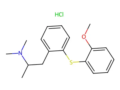 Benzeneethanamine, 2-((2-methoxyphenyl)thio)-N,N,alpha-trimethyl-, hydrochloride structure