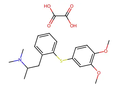 2-((3,4-Dimethoxyphenyl)thio)-N,N,alpha-trimethylbenzeneethanamine ethanedioate (1:1) structure