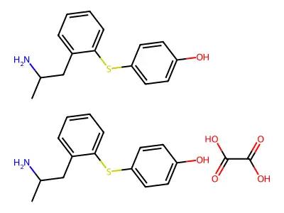 phenol, 2-((2-(2-aminopropyl)phenyl)thio)-, ethanedioate (2:1) (salt) structure