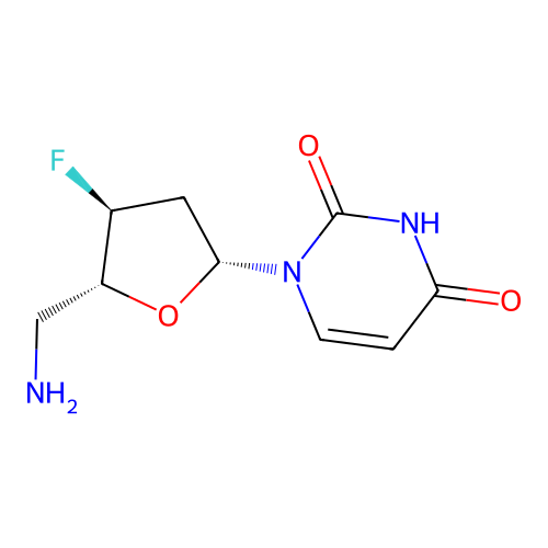 1-[(2R,4S,5R)-5-(aminomethyl)-4-fluorooxolan-2-yl]pyrimidine-2,4-dione structure