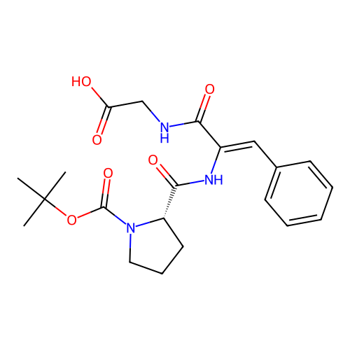 tert-Butylcarbonyl-prolyl-dehydro-phenylalanyl-glycine structure